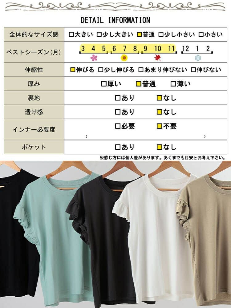 大きいサイズ レディース フリルフレンチスリーブコットンTシャツ　wk-0553 【メール便可】