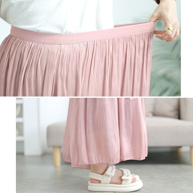 大きいサイズ レディース ウエストギャザーシアーフレアワイドパンツ　goldy-1707【メール便可】