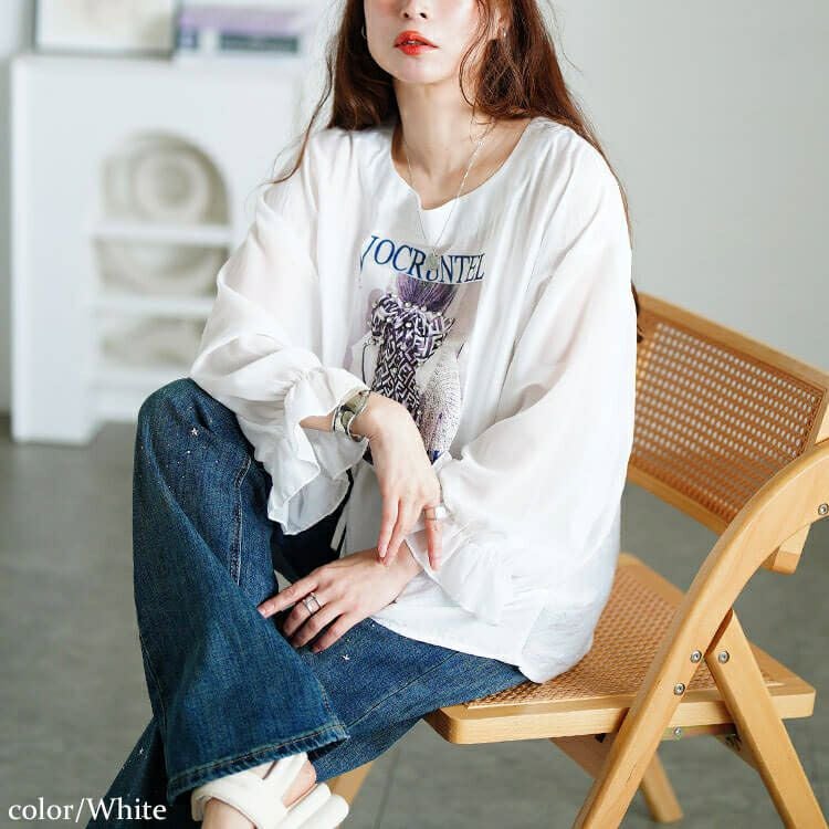 大きいサイズ レディース ラインストーン付きプリントプルオーバー　jp546 【メール便可】