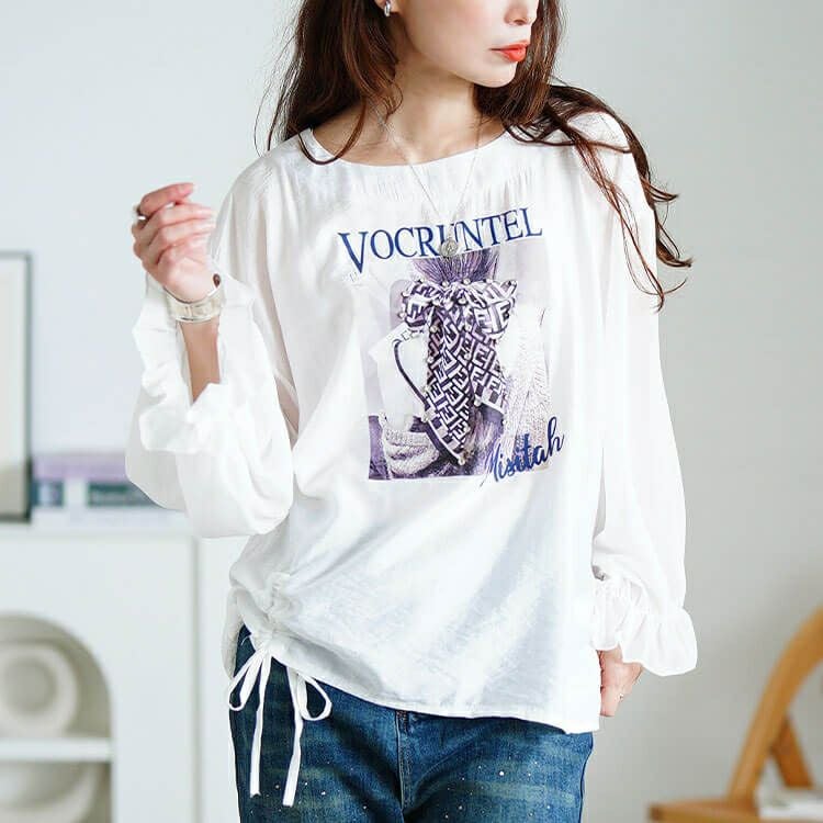 大きいサイズ レディース ラインストーン付きプリントプルオーバー　jp546 【メール便可】