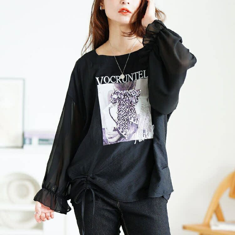 大きいサイズ レディース ラインストーン付きプリントプルオーバー　jp546 【メール便可】