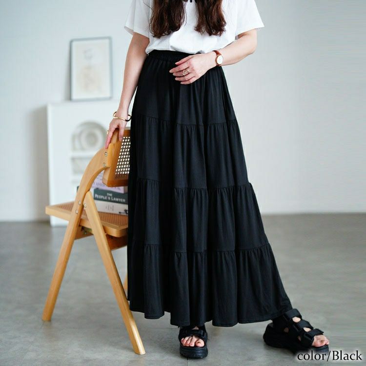 大きいサイズ レディース コットンティアードスカート　wk-0558
