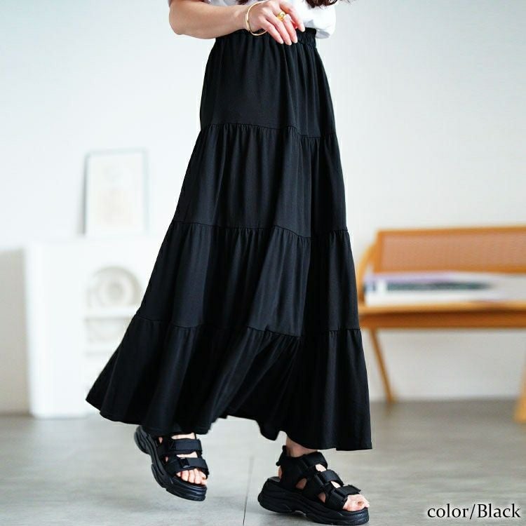 大きいサイズ レディース コットンティアードスカート　wk-0558