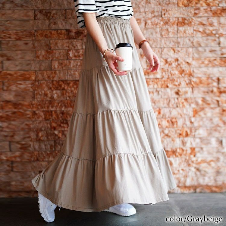 大きいサイズ レディース コットンティアードスカート　wk-0558