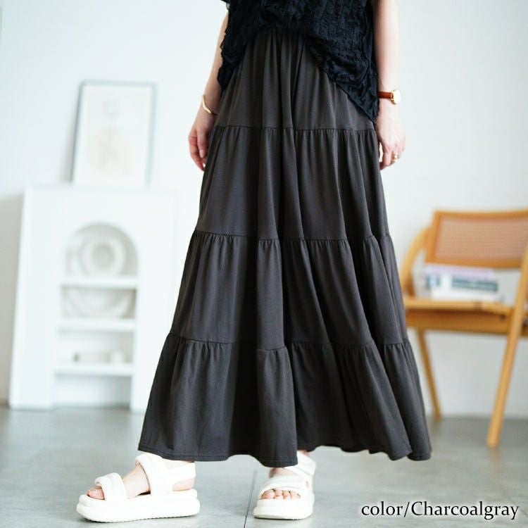 大きいサイズ レディース コットンティアードスカート　wk-0558