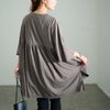 大きいサイズ レディース Vネックフレアスリーブペプラムチュニック　bai-0185 杢チャコール