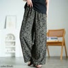 大きいサイズ レディース 花柄楊柳ワイドパンツ　maru-30191 【メール便可】 カーキ