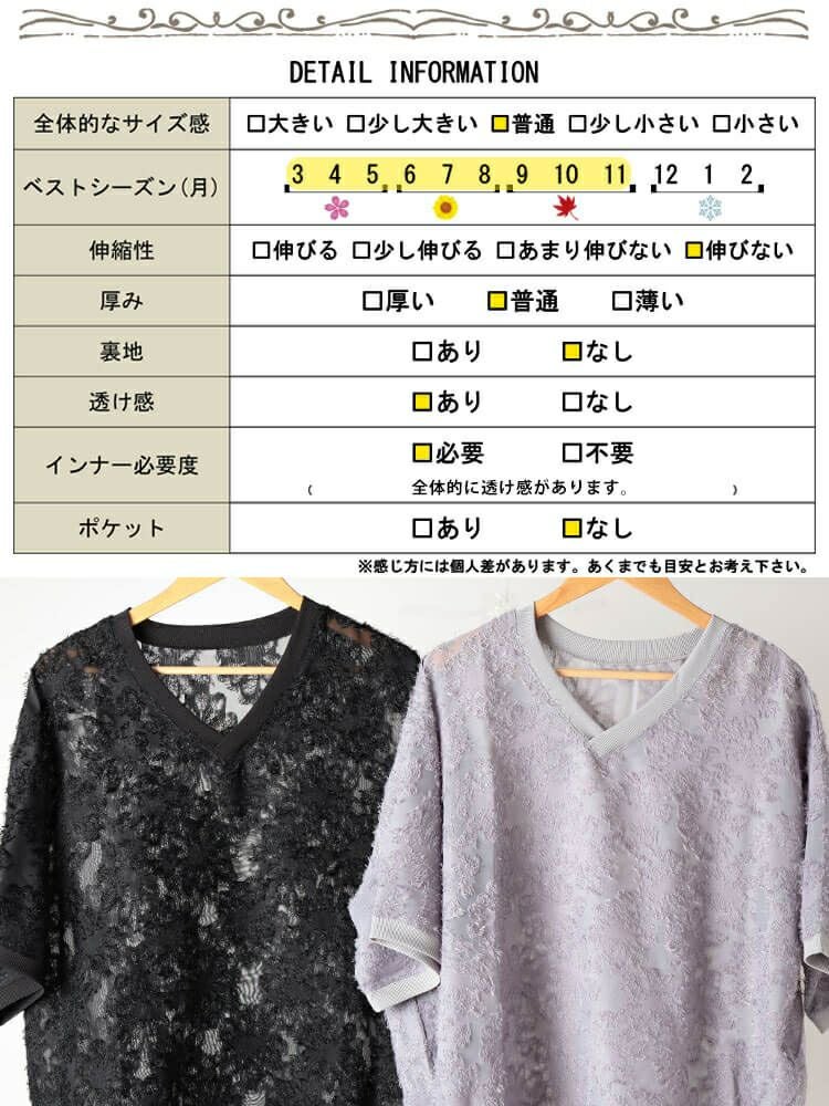 大きいサイズ レディース シフォンジャガードVネックワイドチュニック　maru-30189 【メール便可】