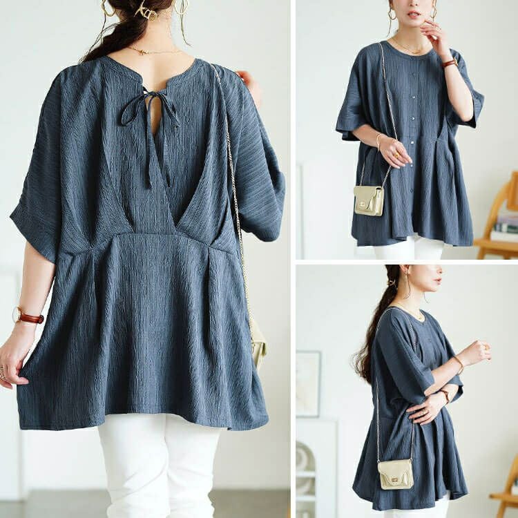 大きいサイズ レディース 3wayウエストタックドルマンチュニック　maru-30178 【メール便可】