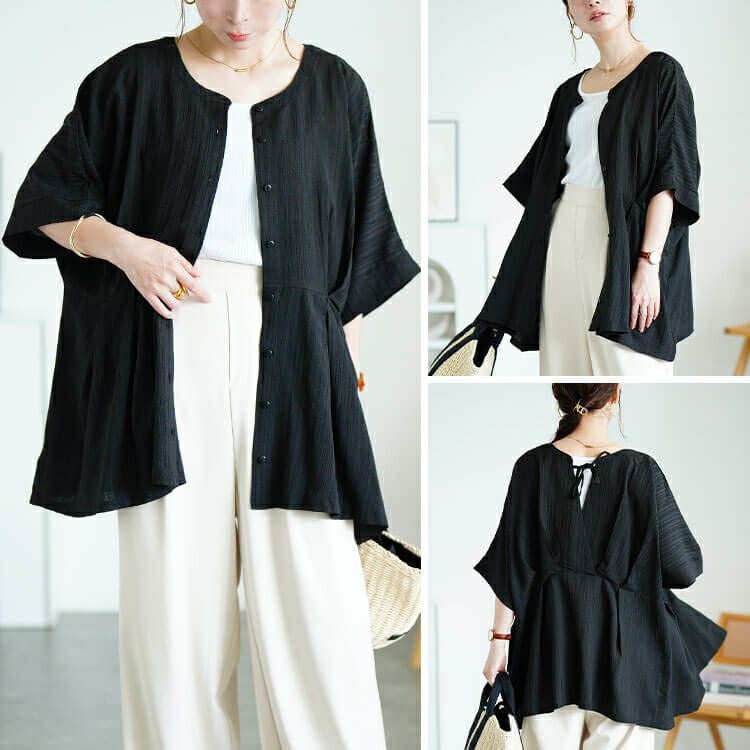 大きいサイズ レディース 3wayウエストタックドルマンチュニック　maru-30178 【メール便可】