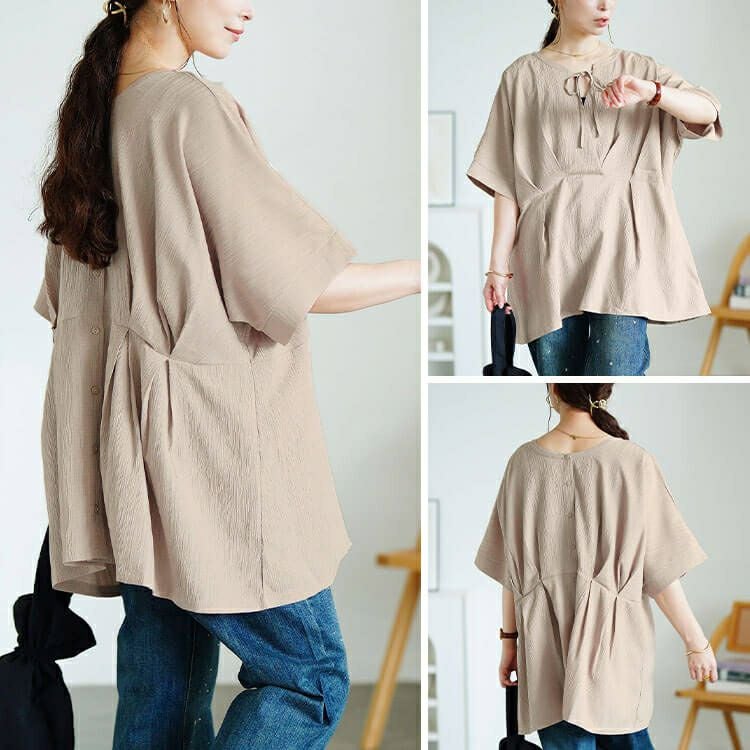 大きいサイズ レディース 3wayウエストタックドルマンチュニック　maru-30178 【メール便可】