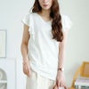 大きいサイズ レディース VネックフレアフレンチスリーブTシャツ　wk-0550 【メール便可】 ホワイト