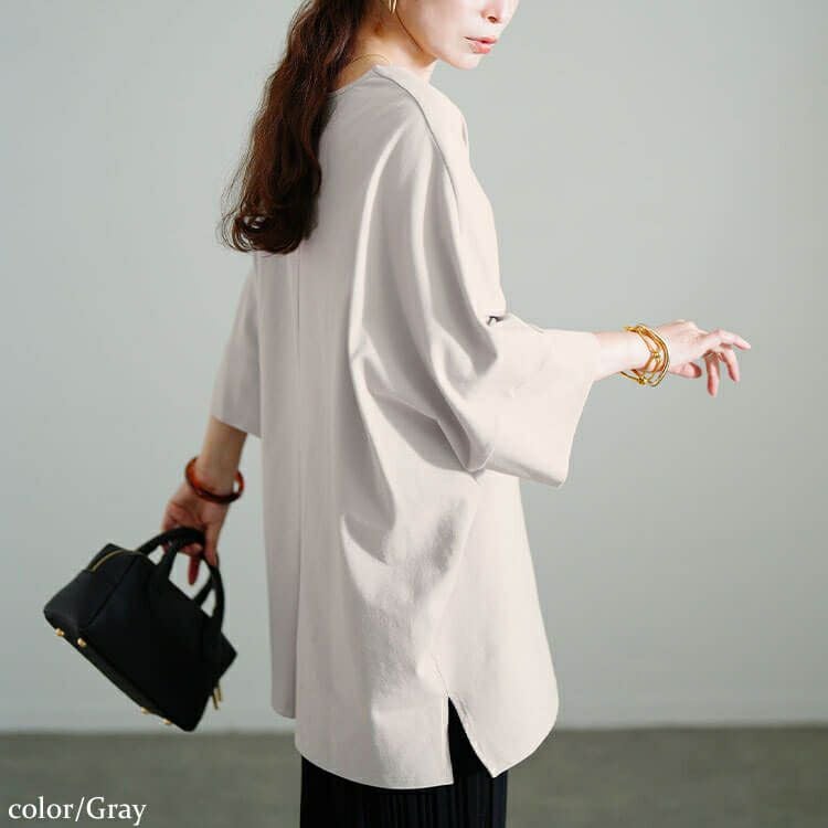 大きいサイズ レディース Vネックコットンドルマンチュニック　sw-0796 【メール便可】