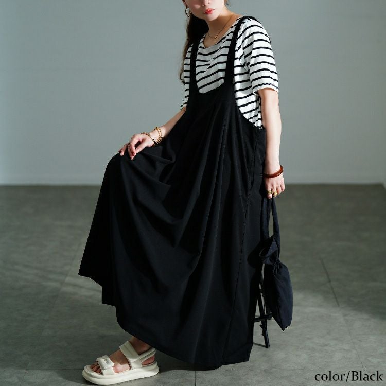 大きいサイズ レディース タックフレアジャンパースカート　sw-0790