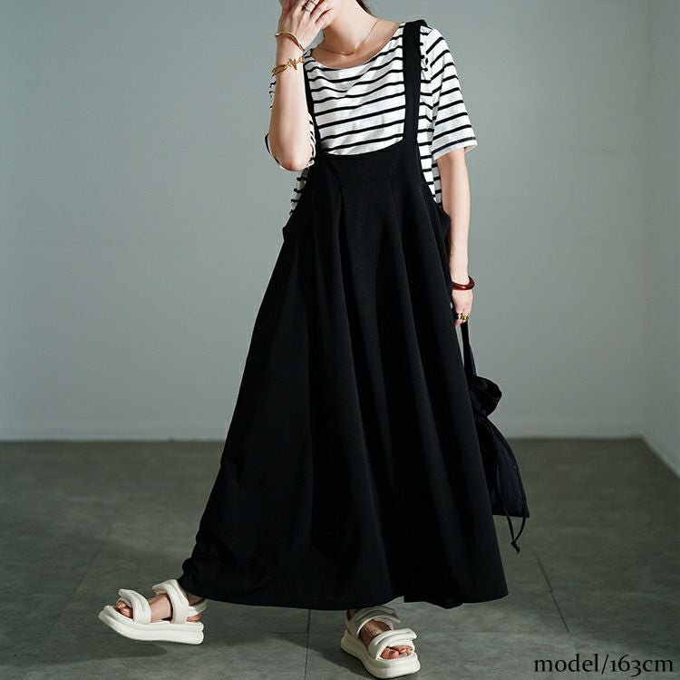 大きいサイズ レディース タックフレアジャンパースカート　sw-0790