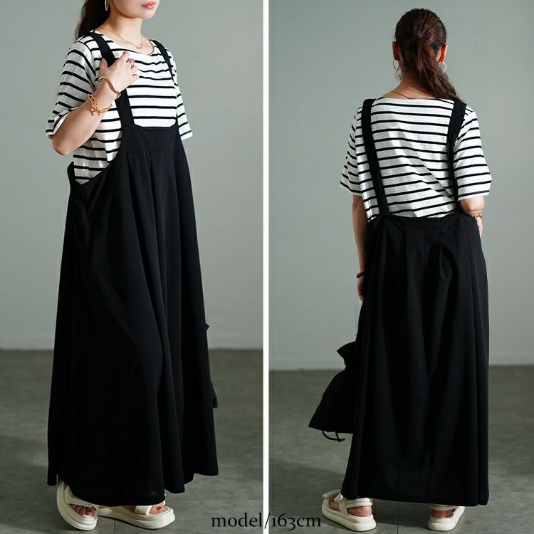 大きいサイズ レディース タックフレアジャンパースカート　sw-0790