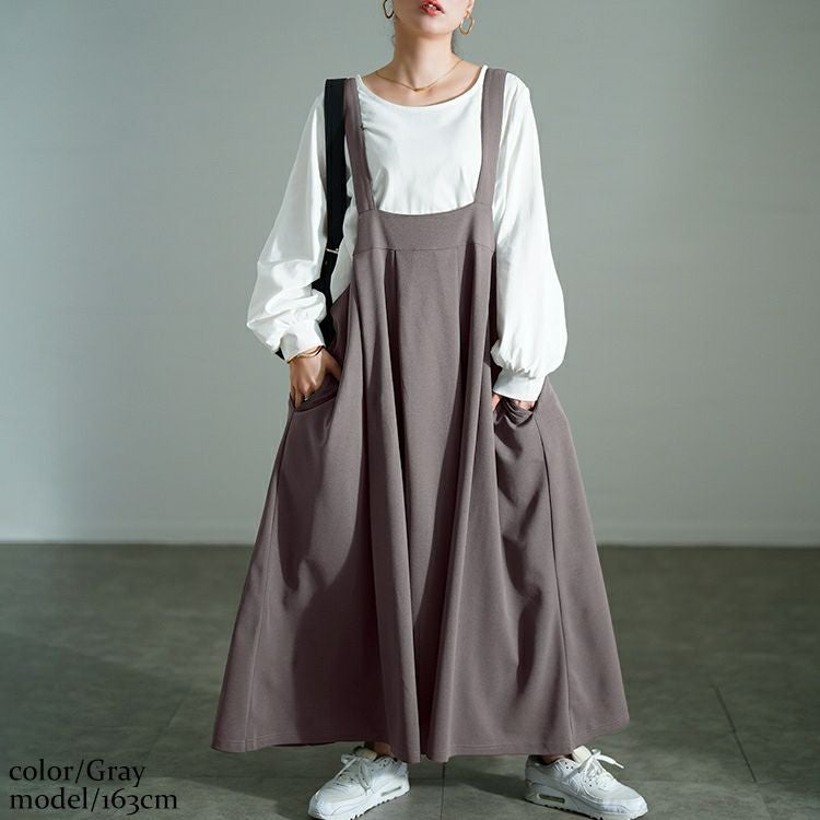 大きいサイズ レディース タックフレアジャンパースカート　sw-0790