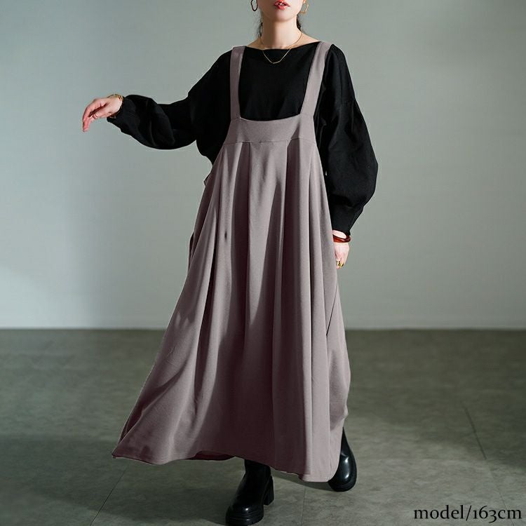 大きいサイズ レディース タックフレアジャンパースカート　sw-0790