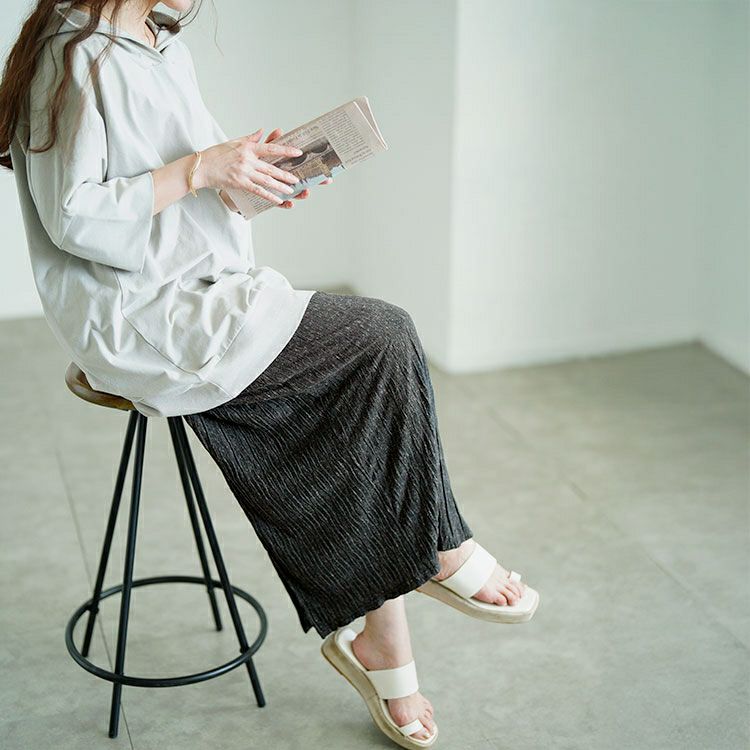 大きいサイズ レディース ウェーブランダムプリーツナロースカート　jp558