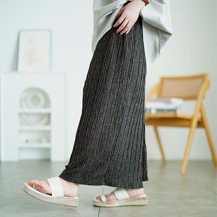 大きいサイズ レディース ウェーブランダムプリーツナロースカート　jp558