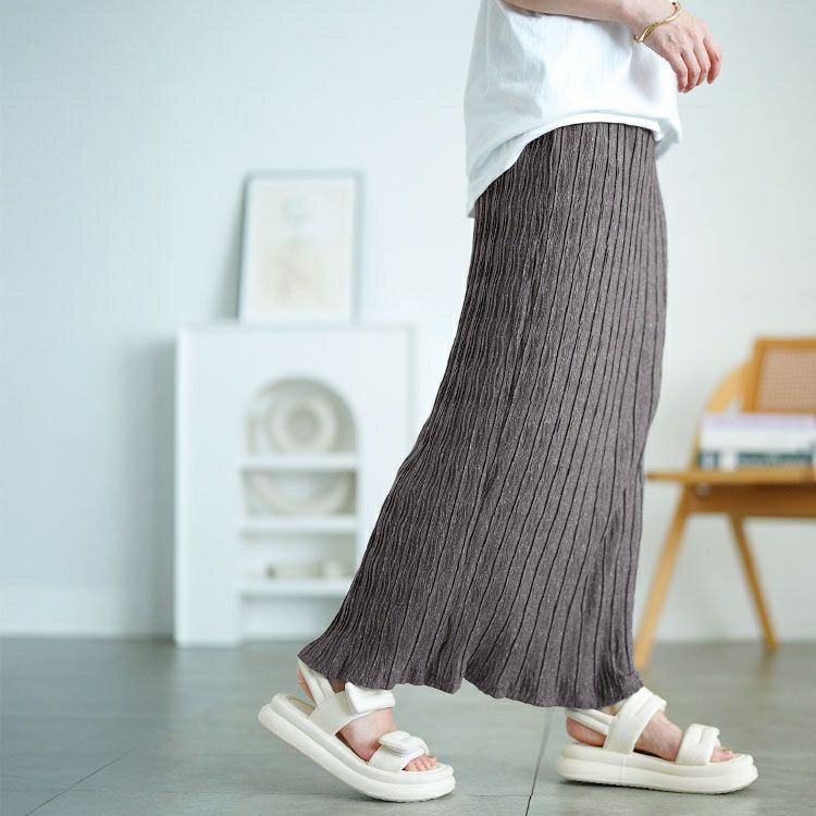 大きいサイズ レディース ウェーブランダムプリーツナロースカート　jp558