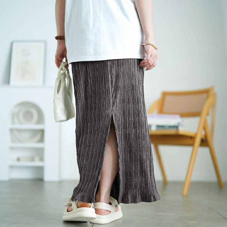 大きいサイズ レディース ウェーブランダムプリーツナロースカート　jp558