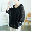 大きいサイズ レディース ラッセルレースワイドプルオーバー　maru-30192 【メール便可】 ブラック