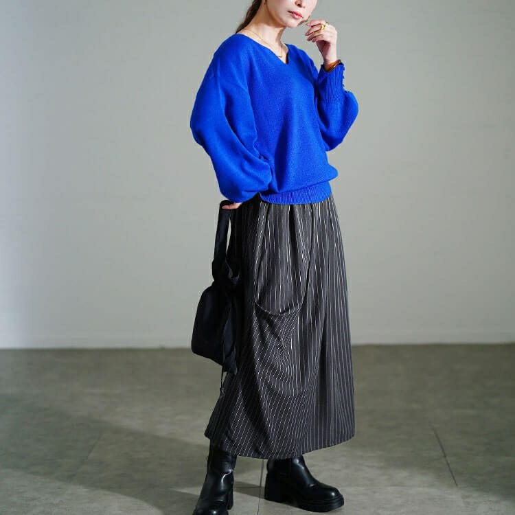 大きいサイズ レディース ストライプサイドタックスカート　sw-0794