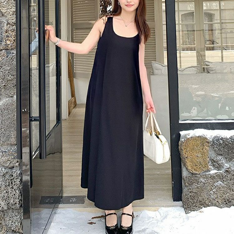 大きいサイズ レディース ノースリーブAラインワンピース　goldy-1730