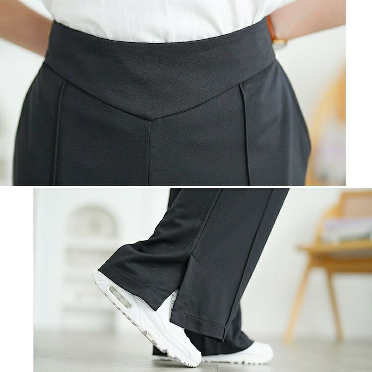 大きいサイズ レディース センターラインスリットフレアパンツ　goldy-1731