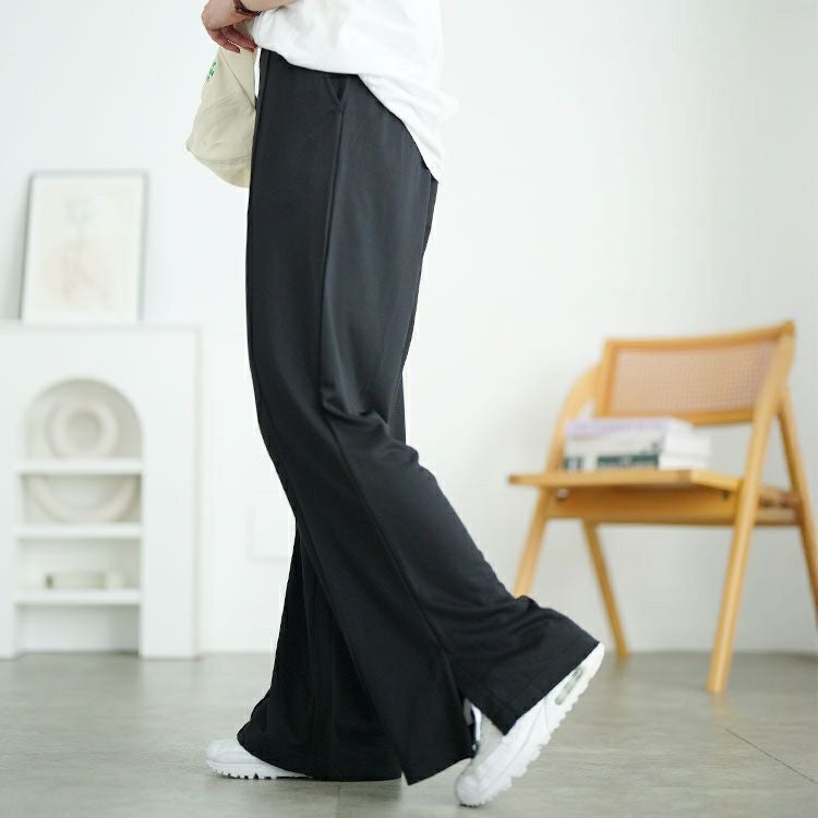 大きいサイズ レディース センターラインスリットフレアパンツ　goldy-1731