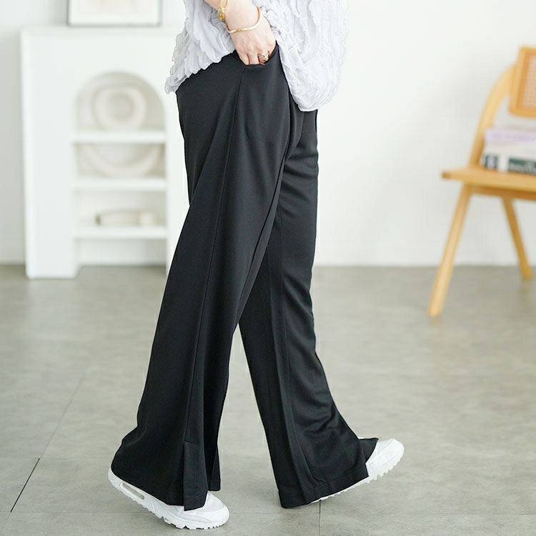 大きいサイズ レディース センターラインスリットフレアパンツ　goldy-1731