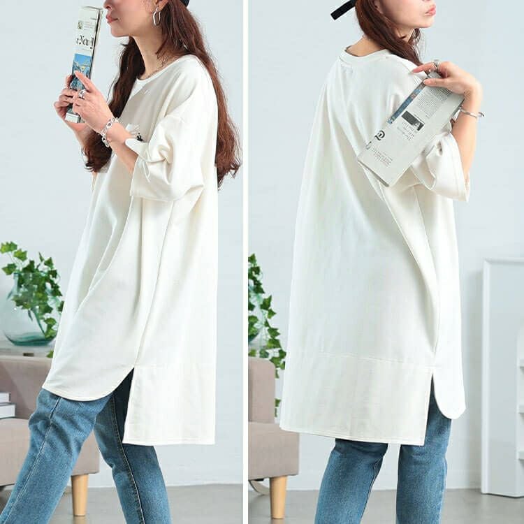 大きいサイズ レディース チェックステップヘムチュニックTシャツ　cpdai-647409