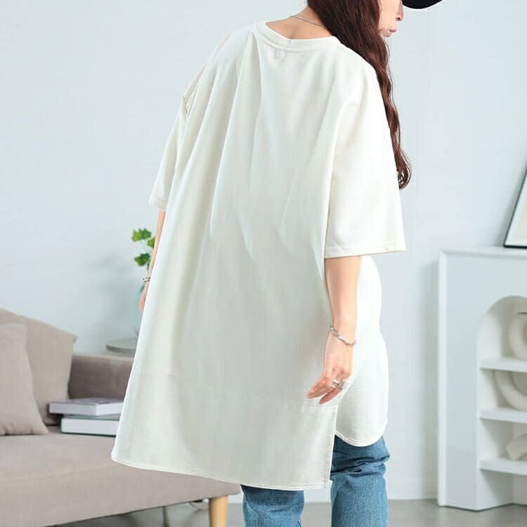 大きいサイズ レディース チェックステップヘムチュニックTシャツ　cpdai-647409