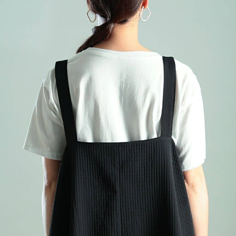 大きいサイズ レディース ラウンドヘムハーフジップジャンパースカート　sw-0789