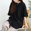 大きいサイズ レディース コットンワッフルロールアップ袖Tシャツ　wk-0567 【メール便可】 ブラック