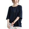 大きいサイズ レディース コットンワッフルドルマンTシャツ　wk-0564 【メール便可】 ネイビー