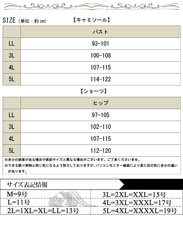 大きいサイズ レディース カップ付きシアーレースキャミソール＆シアーレースショーツ2点セット　nima-j4006