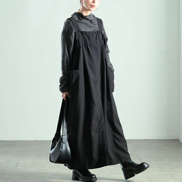 大きいサイズ レディース センタースリットZIPジャンパースカート　nw-25039