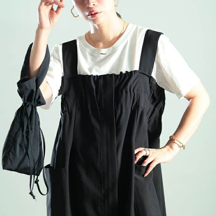 大きいサイズ レディース センタースリットZIPジャンパースカート　nw-25039