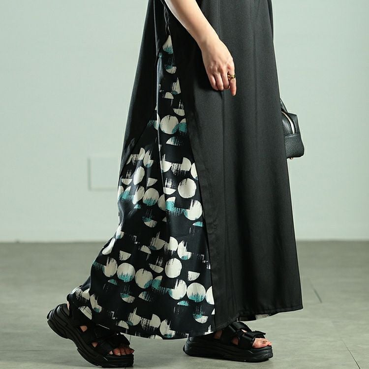 大きいサイズ レディース サイドドット柄切り替えジャンパースカート　nw-25038 【メール便可】