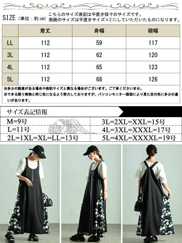 大きいサイズ レディース サイドドット柄切り替えジャンパースカート　nw-25038 【メール便可】