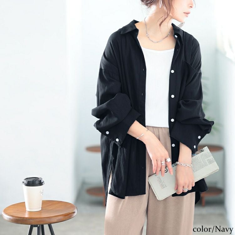 大きいサイズ レディース ビッグカフスワイドスリーブシャツ　maru-30165 【メール便可】