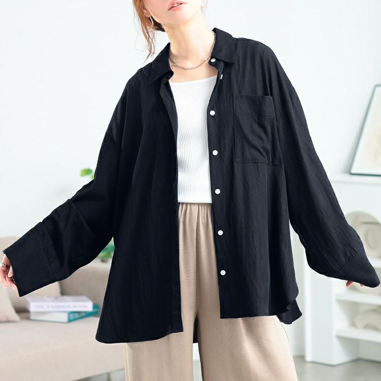 大きいサイズ レディース ビッグカフスワイドスリーブシャツ　maru-30165 【メール便可】