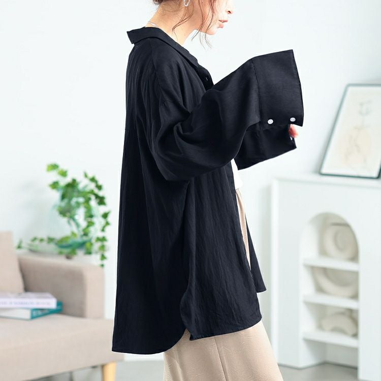 大きいサイズ レディース ビッグカフスワイドスリーブシャツ　maru-30165 【メール便可】