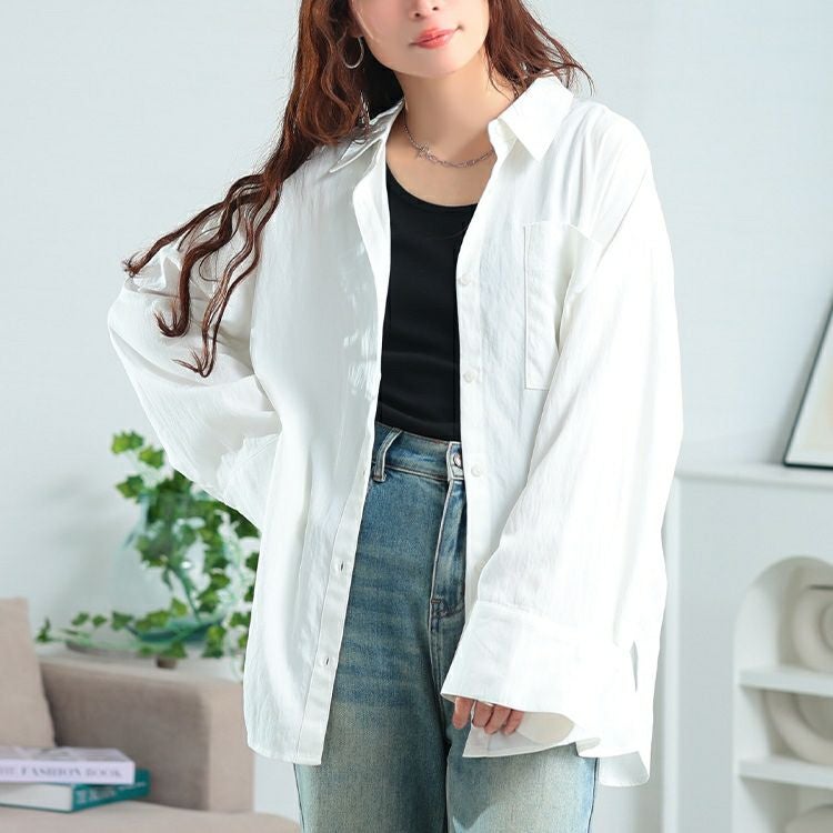 大きいサイズ レディース ビッグカフスワイドスリーブシャツ　maru-30165 【メール便可】