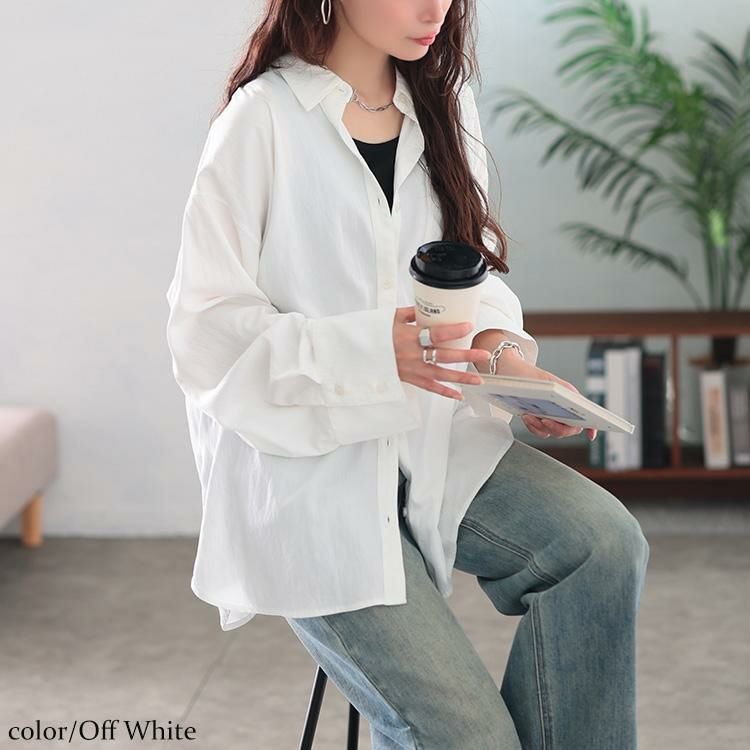 大きいサイズ レディース ビッグカフスワイドスリーブシャツ　maru-30165 【メール便可】 オフホワイト
