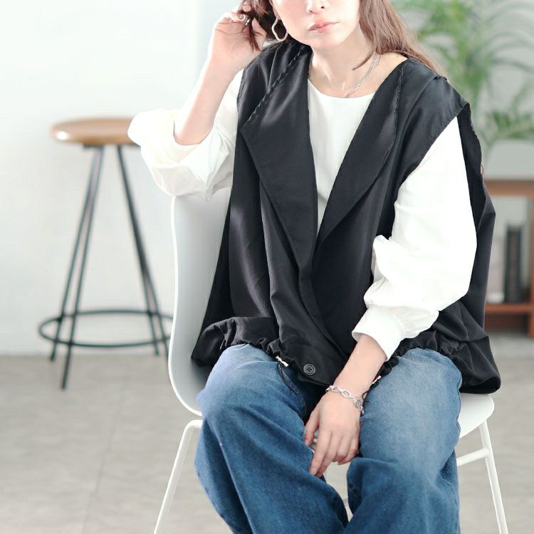 大きいサイズ レディース 裾ドロストテーラードサマーベスト　goldy-1733【メール便可】