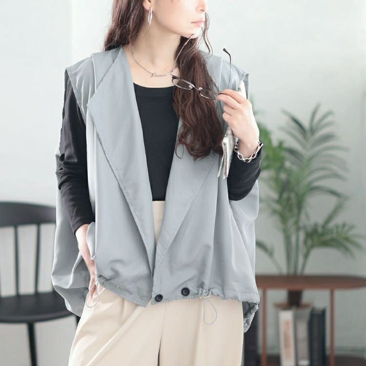 大きいサイズ レディース 裾ドロストテーラードサマーベスト　goldy-1733【メール便可】