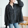 大きいサイズ レディース ドットキャンディスリーブフレアシャツ　tana-ww650035 【メール便可】 ブラック